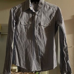 Blue Pin Striped Long Sleeve Button Up